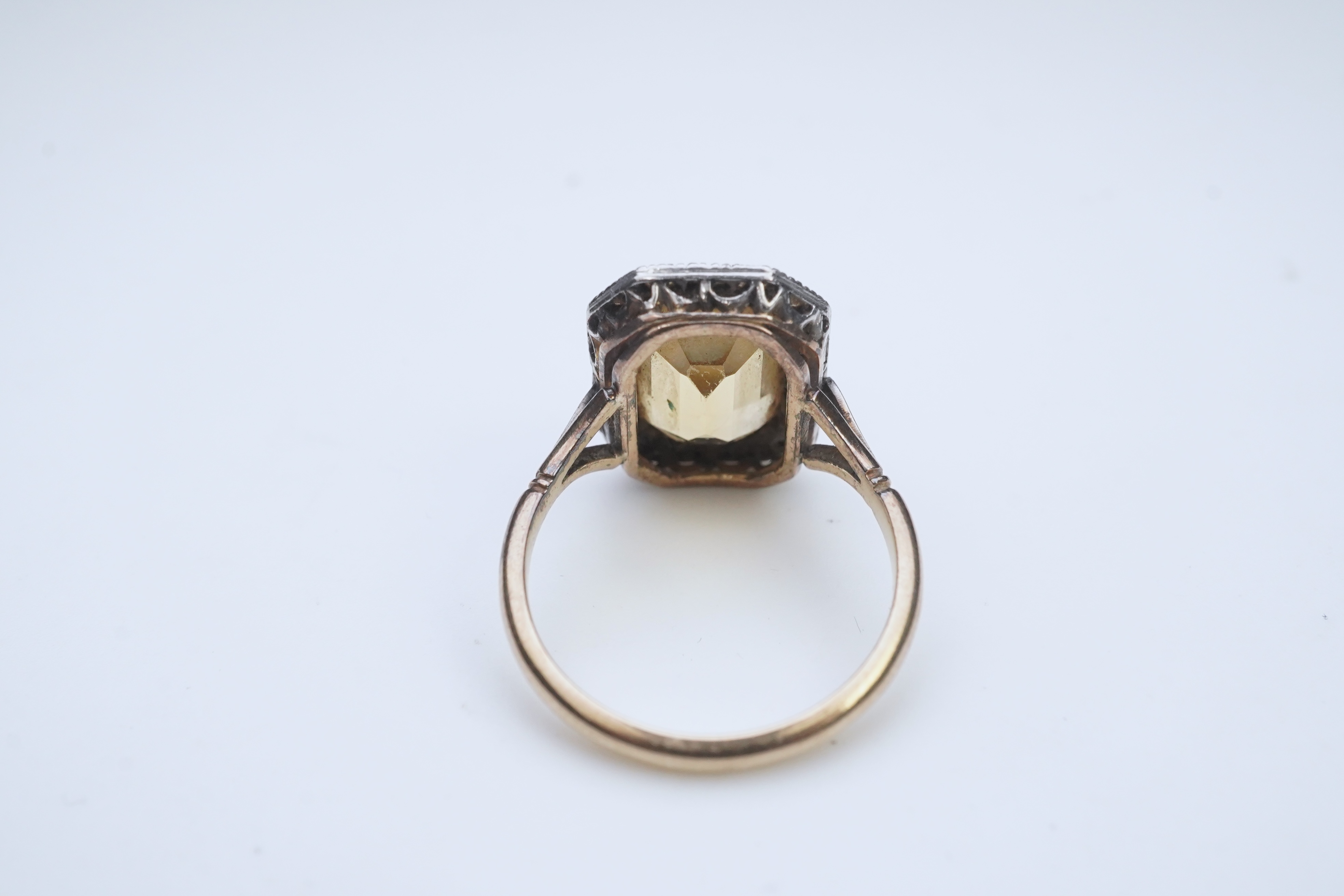 A citrine and diamond ring, early 20th century